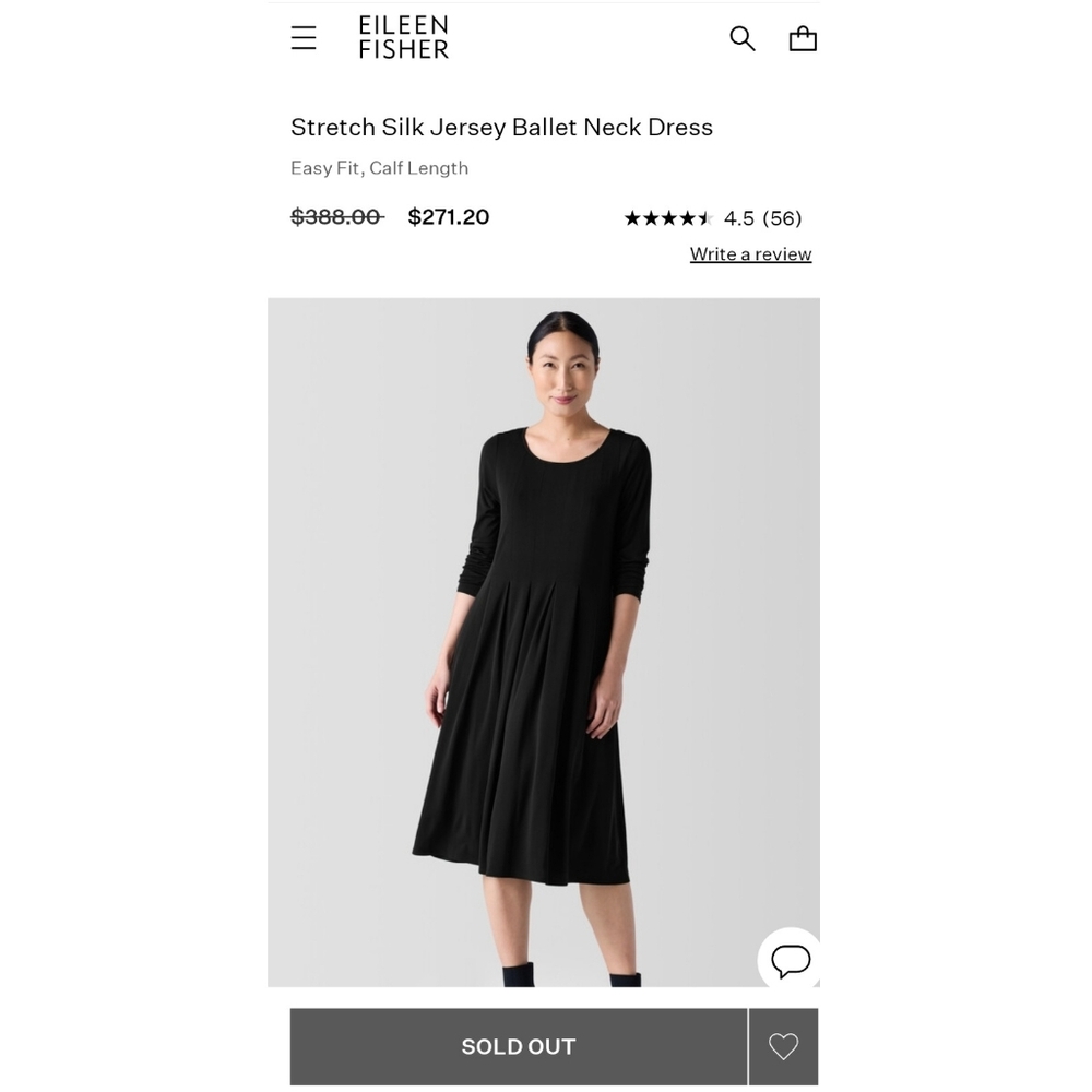 Eileen Fisher Silk Stretch Jersey Scoop Neck Black Dress Sz XL Retail $388 - Picture 4 of 9